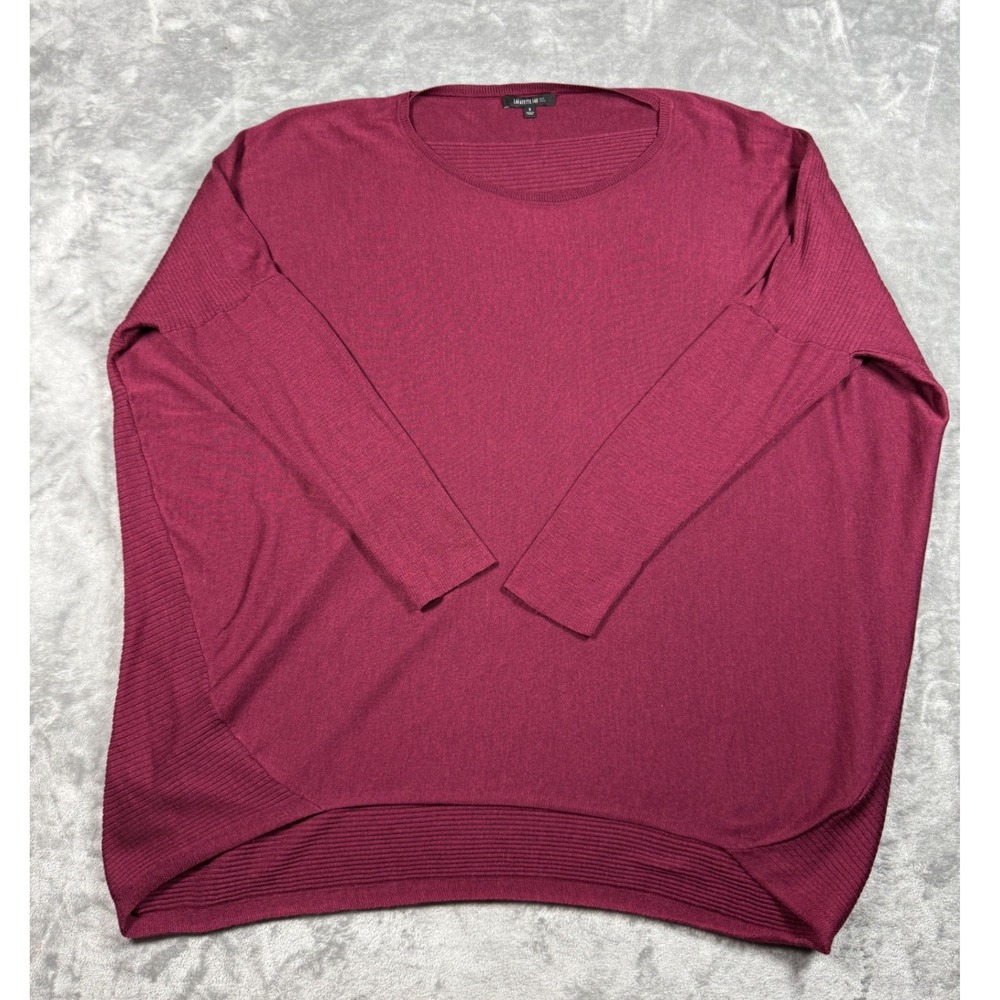 Lafayette 148‎ New York Burgundy Ribbed Knit Dolman Sleeve Top Pullover Small